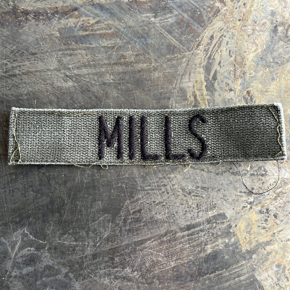 MILLS Embroidered Vintage ‘Army Green’ Military Name Tape Patch